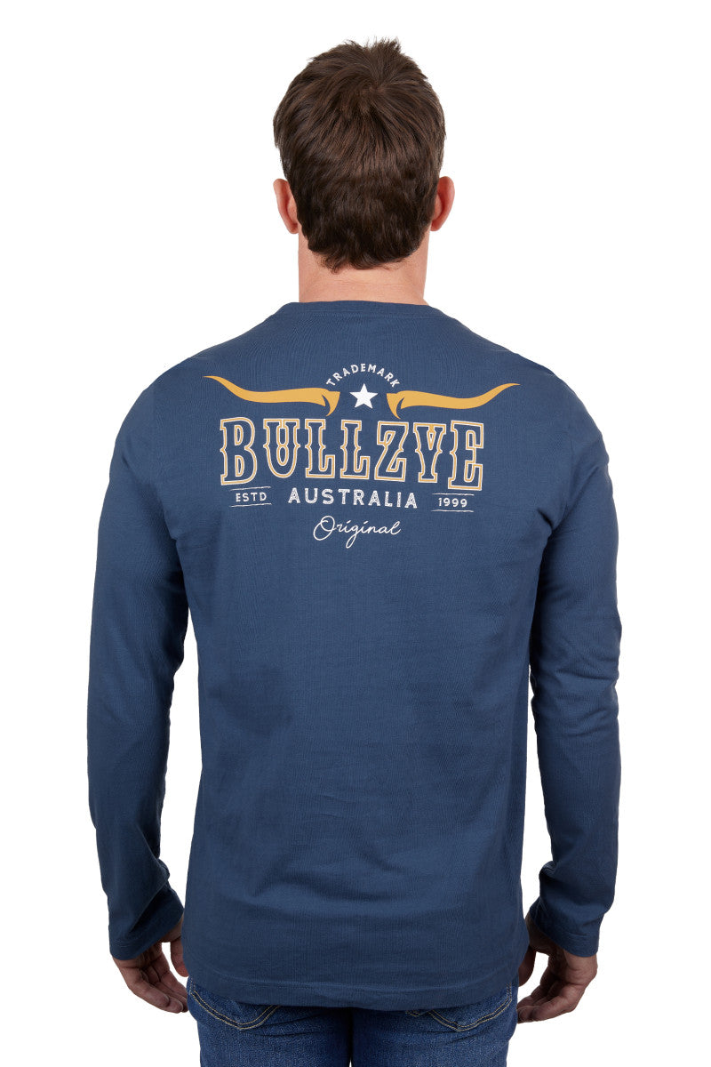 BULLZYE MENS JARROD LONG SLEEVE TEE - BLUE STEEL