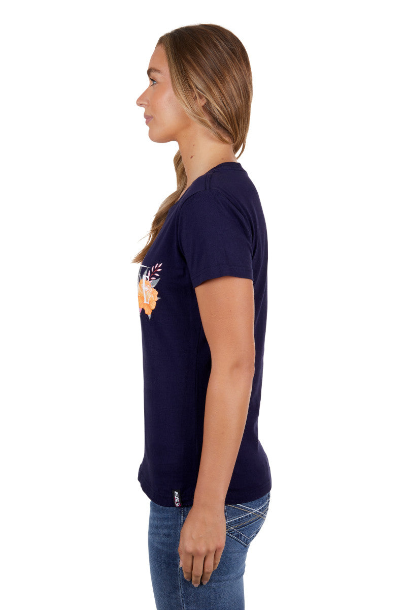 BULLZYE WOMENS MACKAY SHORT SLEEVE TEE - DARK NAVY