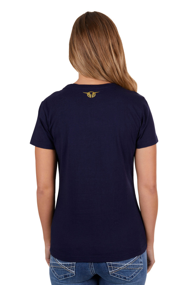 BULLZYE WOMENS MACKAY SHORT SLEEVE TEE - DARK NAVY