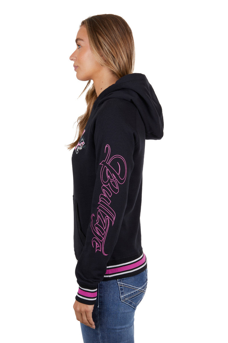 BULLZYE WOMENS TROPICS PULLOVER HOODIE - BLACK