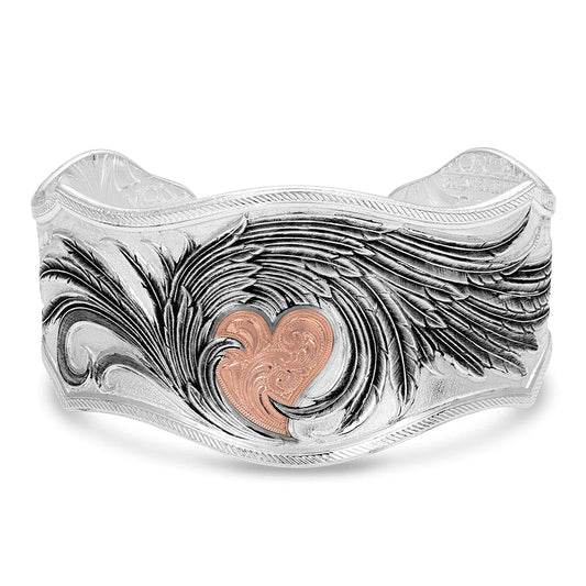 MONTANA SILVERSMITHS Heart Strings Silver/Rose Cuff Bracelet