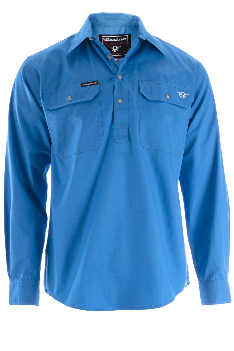 BULLZYE MENS LIGHT HALF PLACKET WORK SHIRT