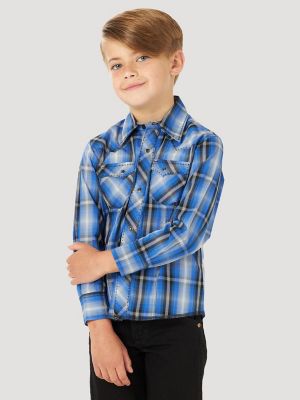 Boy's Wrangler Retro® Western Plaid Shirt