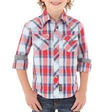 Wrangler USA Boy's Retro Red Plaid Western Shirt