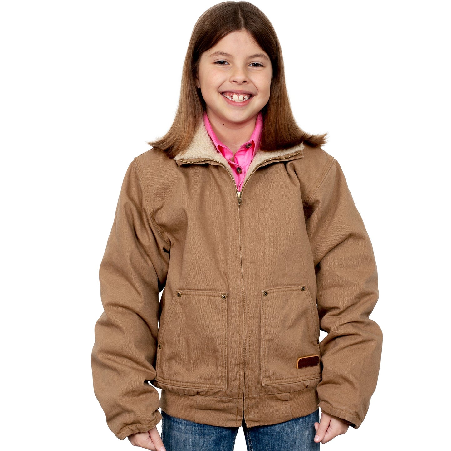 Just Country Kid's Junior Diamantina Sherpa Jacket_Khaki