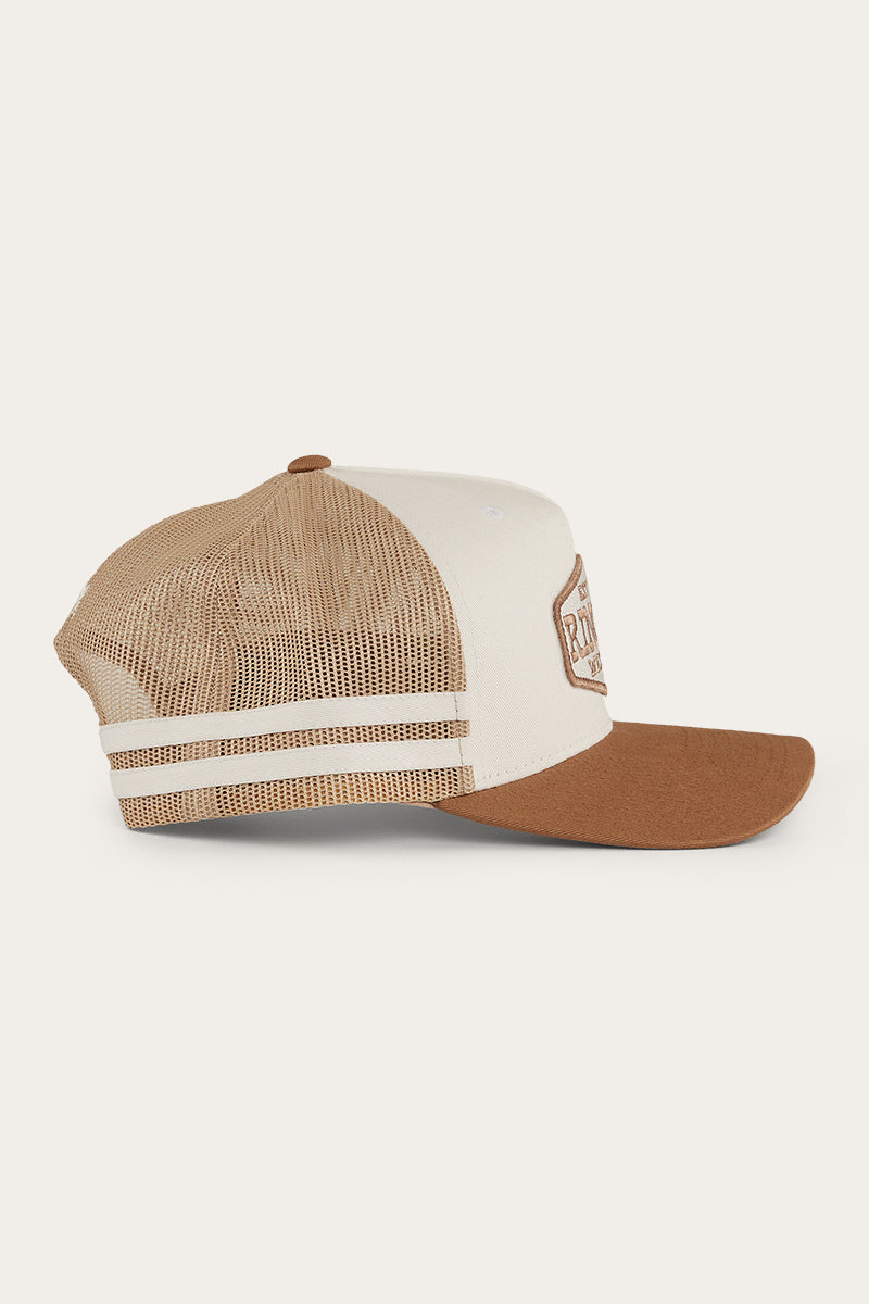 RINGERS WESTERN BANKS TRUCKER CAP - OFF WHITE/TOFFEE