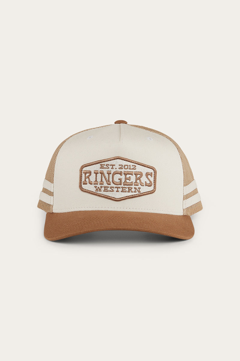 RINGERS WESTERN BANKS TRUCKER CAP - OFF WHITE/TOFFEE