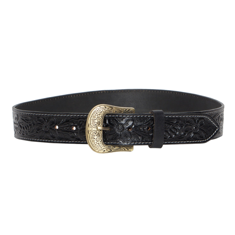 The Design Edge Tooled Leather Belt with Removable Buckle (Belt07)