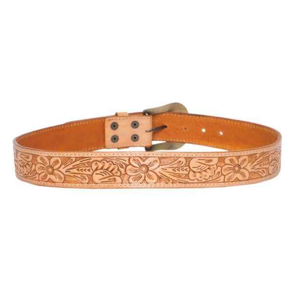 The Design Edge Tooled Leather Belt with Removable Buckle (Belt07)