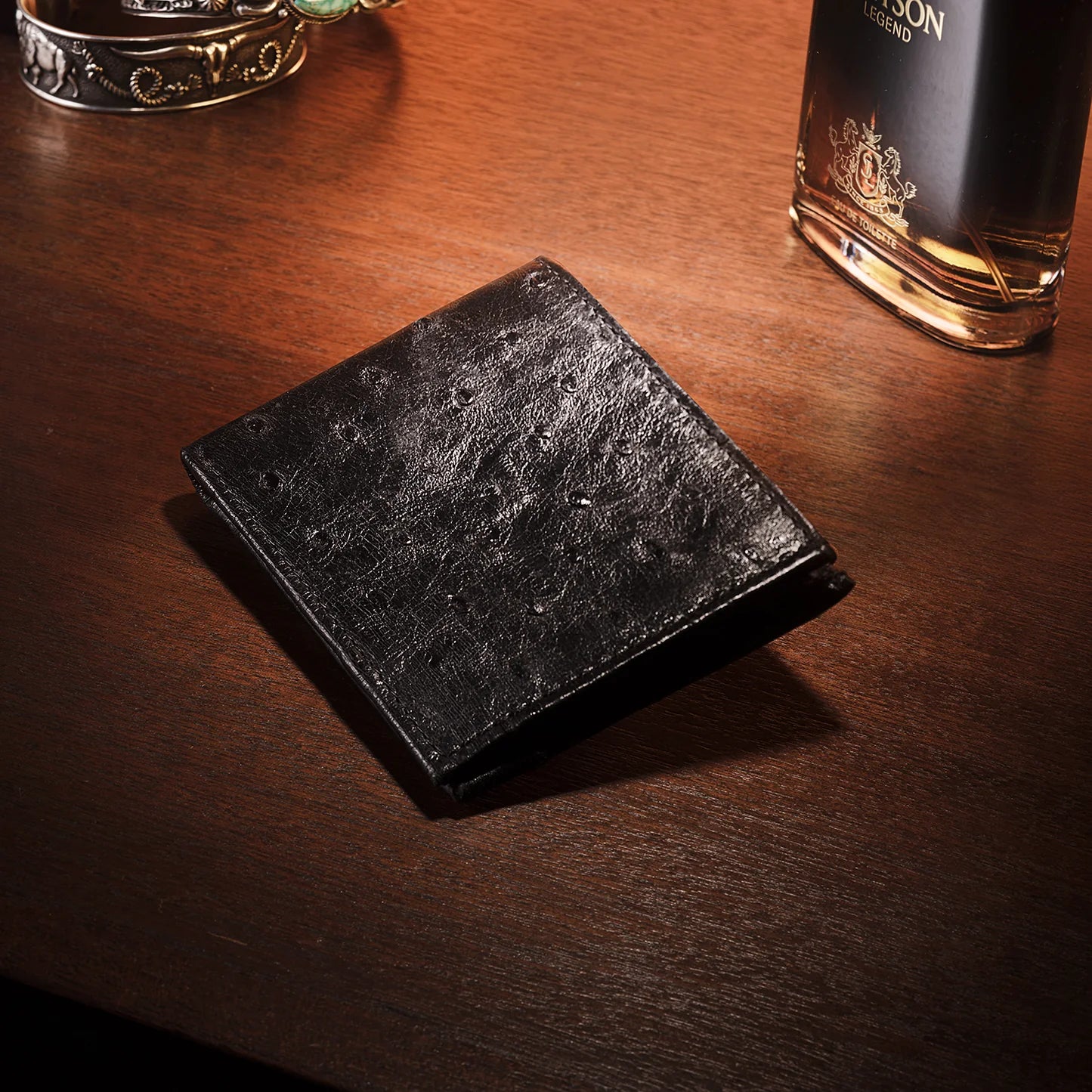 Stetson Ostrich Bi-Fold Wallet - Black Classic