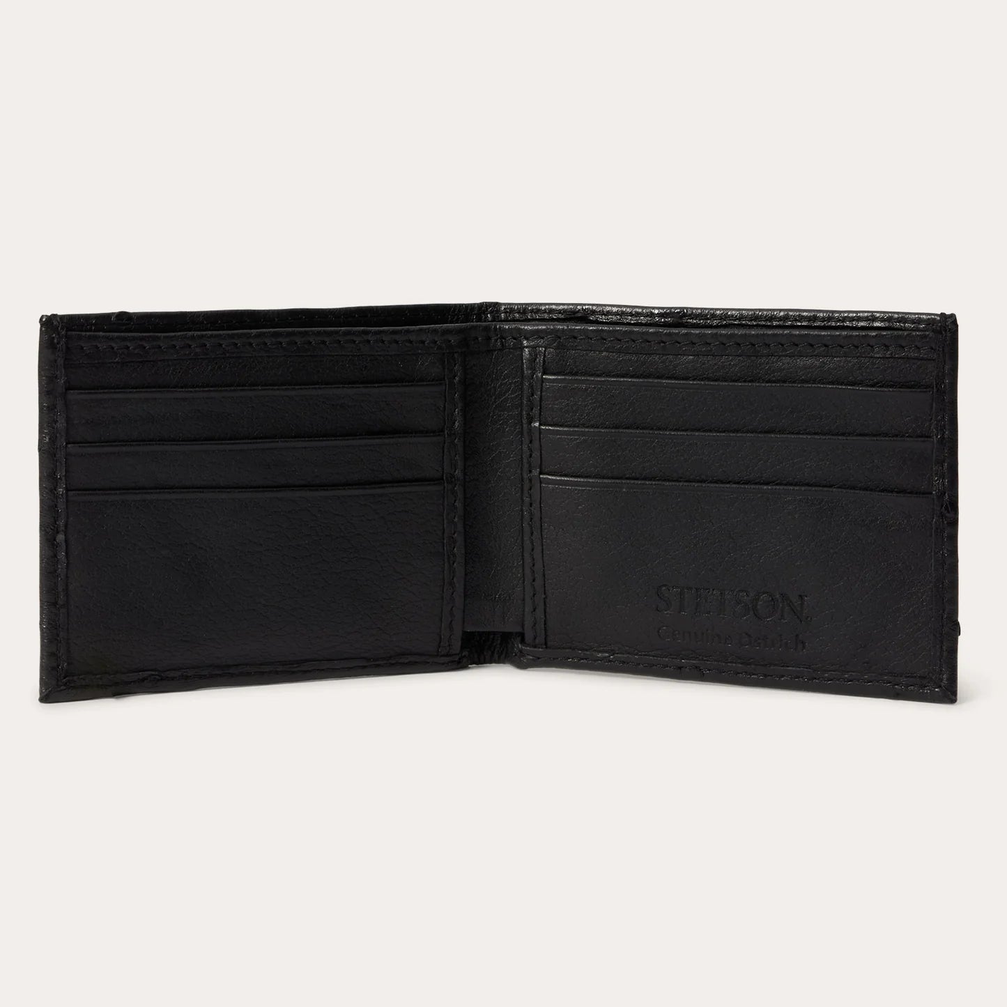 Stetson Ostrich Bi-Fold Wallet - Black Classic