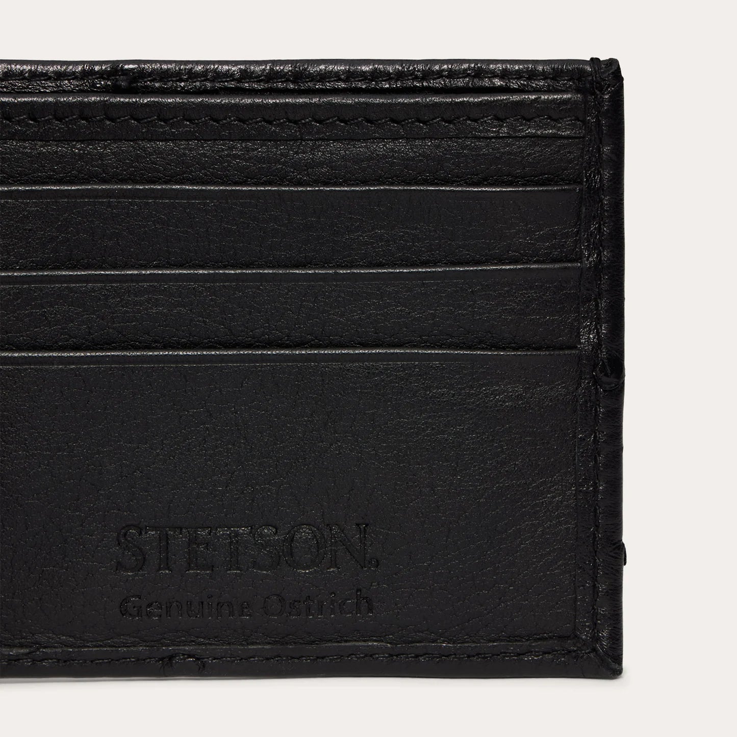 Stetson Ostrich Bi-Fold Wallet - Black Classic