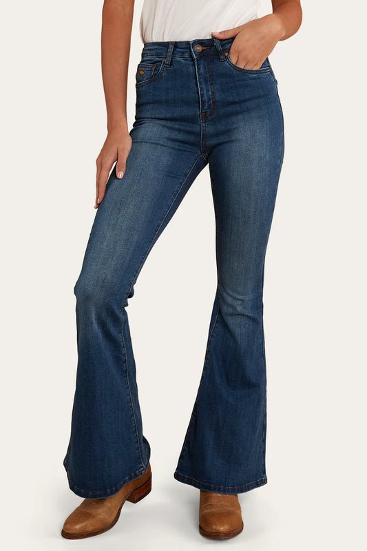 Ringers Western Bowie Women's Flare Jean - Vintage Blue Wash