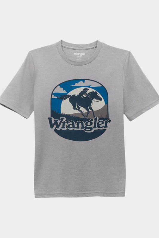 Wrangler Boy's Western Front Graphic T-Shirt - Ultimate Grey