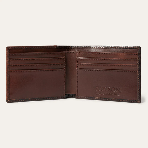 STETSON CAIMAN BROWN BIFOLD TOOLED - ACCESSORIES WALLET