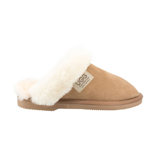 Comfort Me Women's/Unisex Fur Trim UGG Scuffs (Wombat)