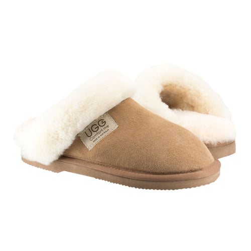 Comfort Me Women's/Unisex Fur Trim UGG Scuffs (Wombat)