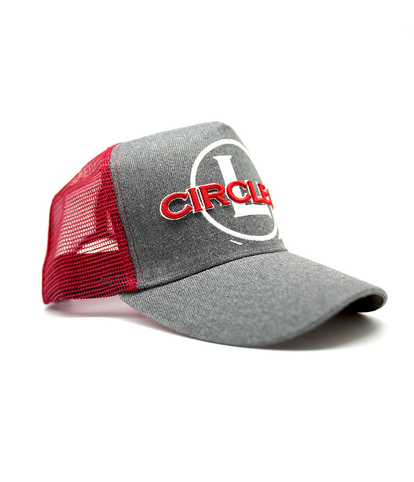 Circle L Red & Grey Embroidered High Profile Trucker Cap