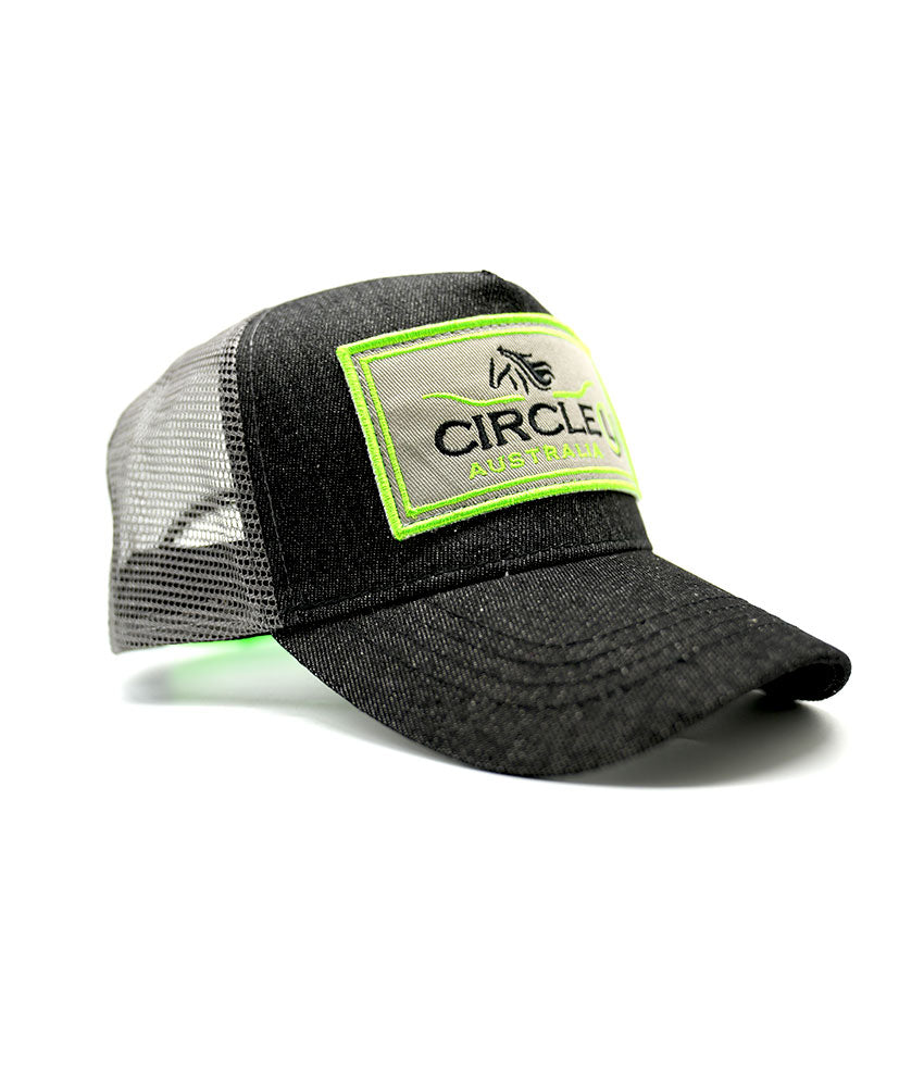 Circle L Charcoal Denim & Lime High Profile Trucker Cap