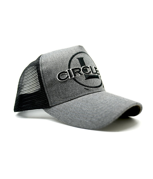 Circle L Embroidered High Profile Trucker Cap - Grey & Black