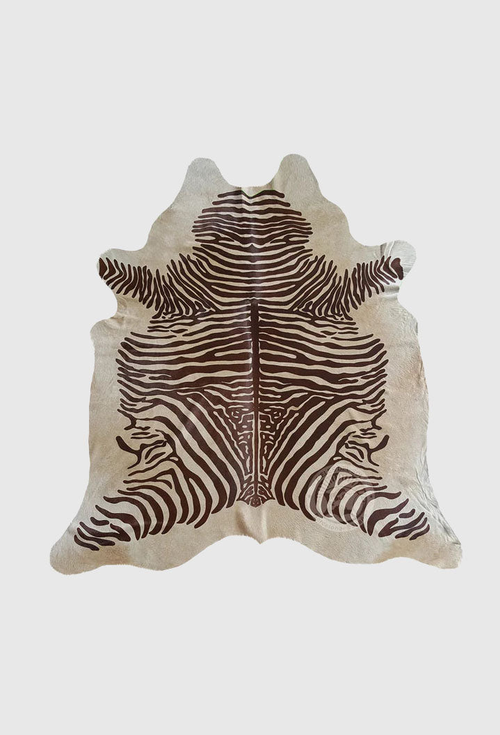 Choc Zebra Printed Cowhide Rug - CLEARANCE