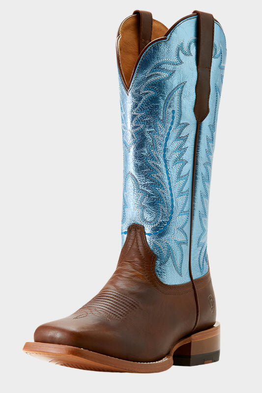 Ariat Women's Frontier Tilly Western Boot-DAPPER TAN|SURF BLUE