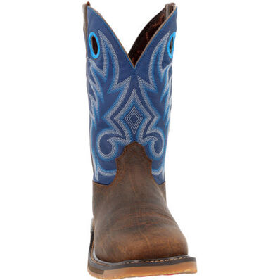 DURANGO® WORKHORSE™ WORN SADDLE AND DENIM BLUE WESTERN WORK BOOT