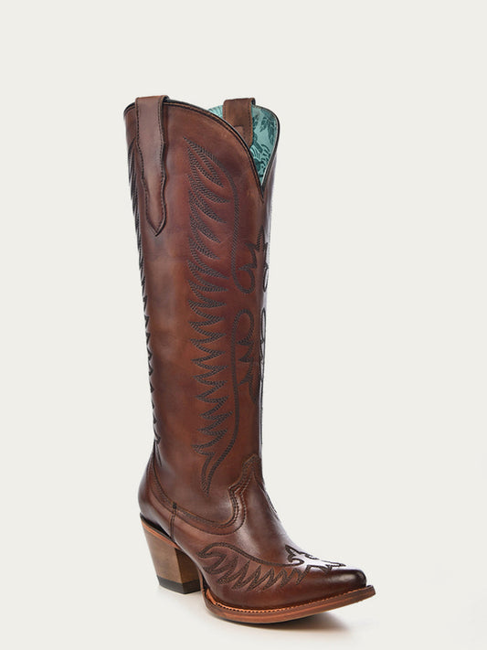 CORRAL BOOTS WOMEN'S EMBROIDERY COGNAC J TOE COWBOY BOOT