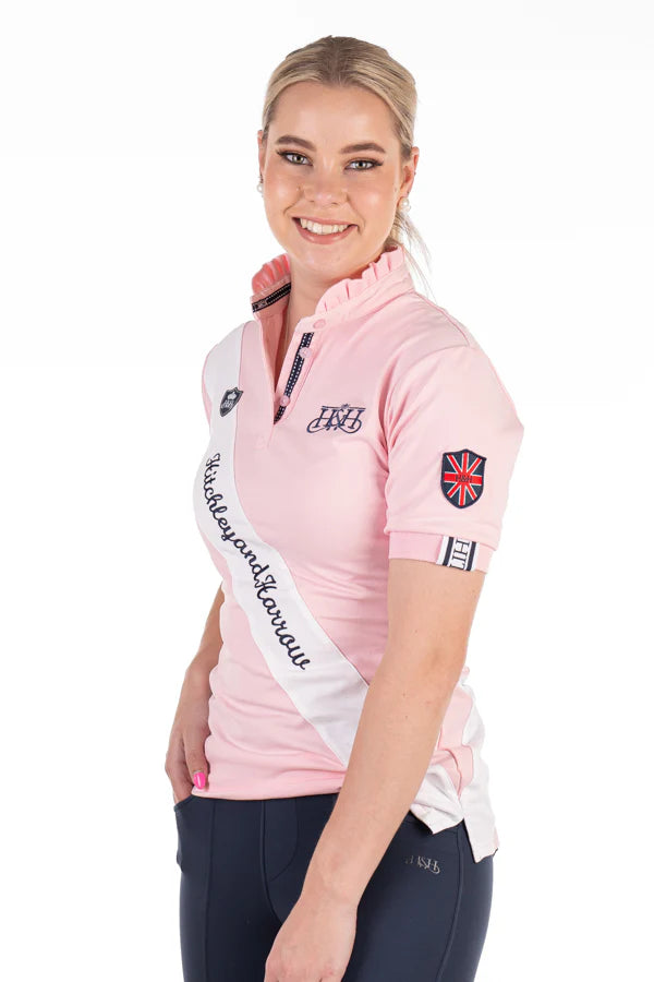 Hitchley & Harrow Women's Equestrian Collection - Sash Fitted Polo - EE01-20 Baby Pink