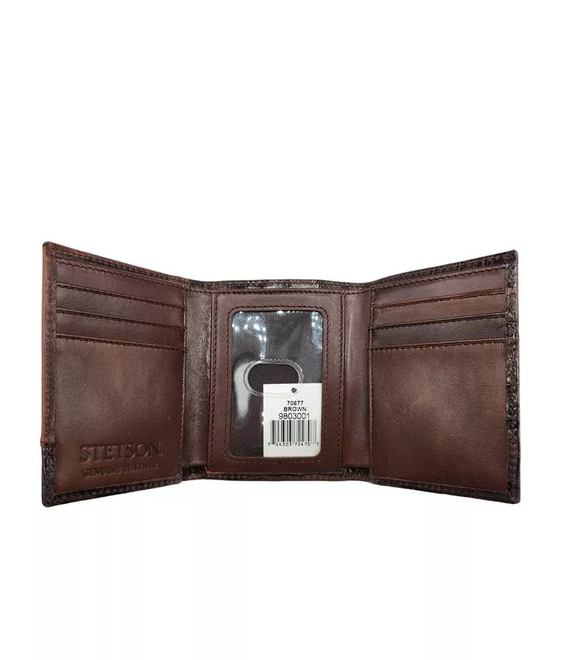 Stetson Brown Floral Embossed Trifold - Accessories Wallet