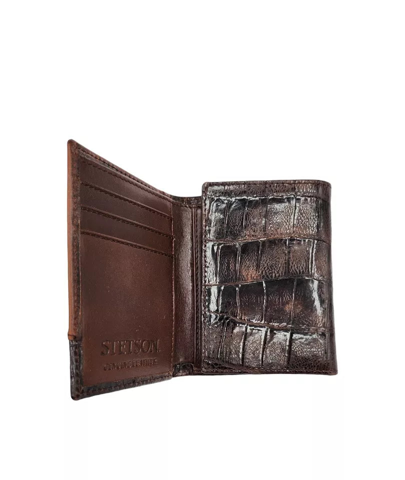 Stetson Brown Floral Embossed Trifold - Accessories Wallet