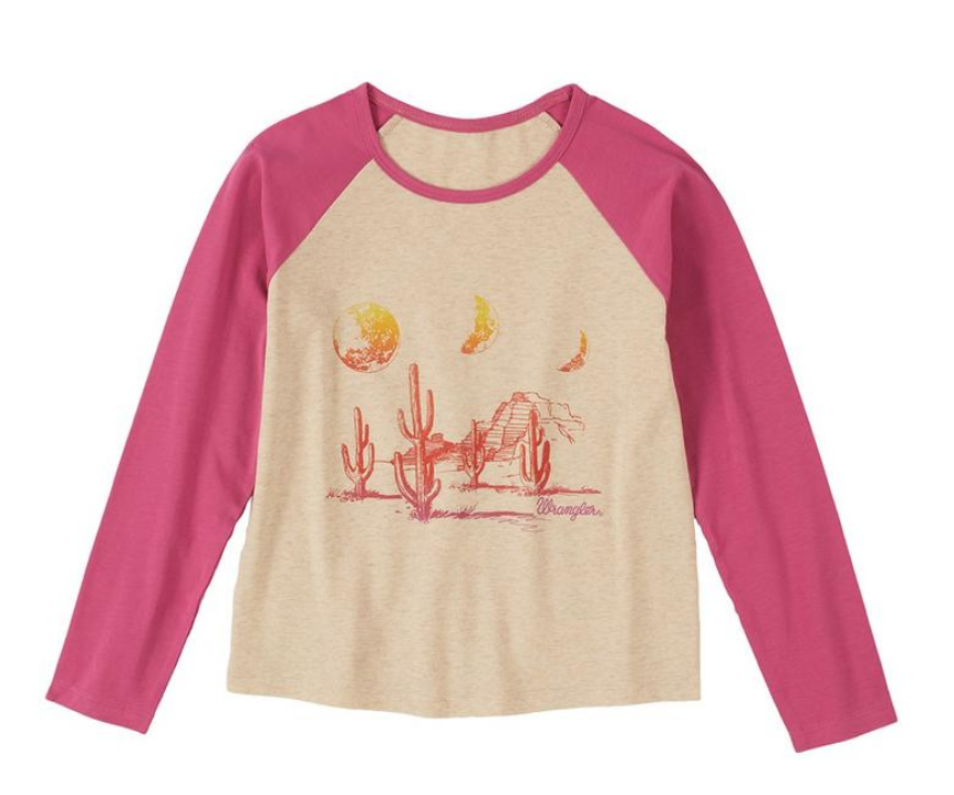 Wrangler USA Girls Landscape Long Sleeve Tee (Oatmeal)