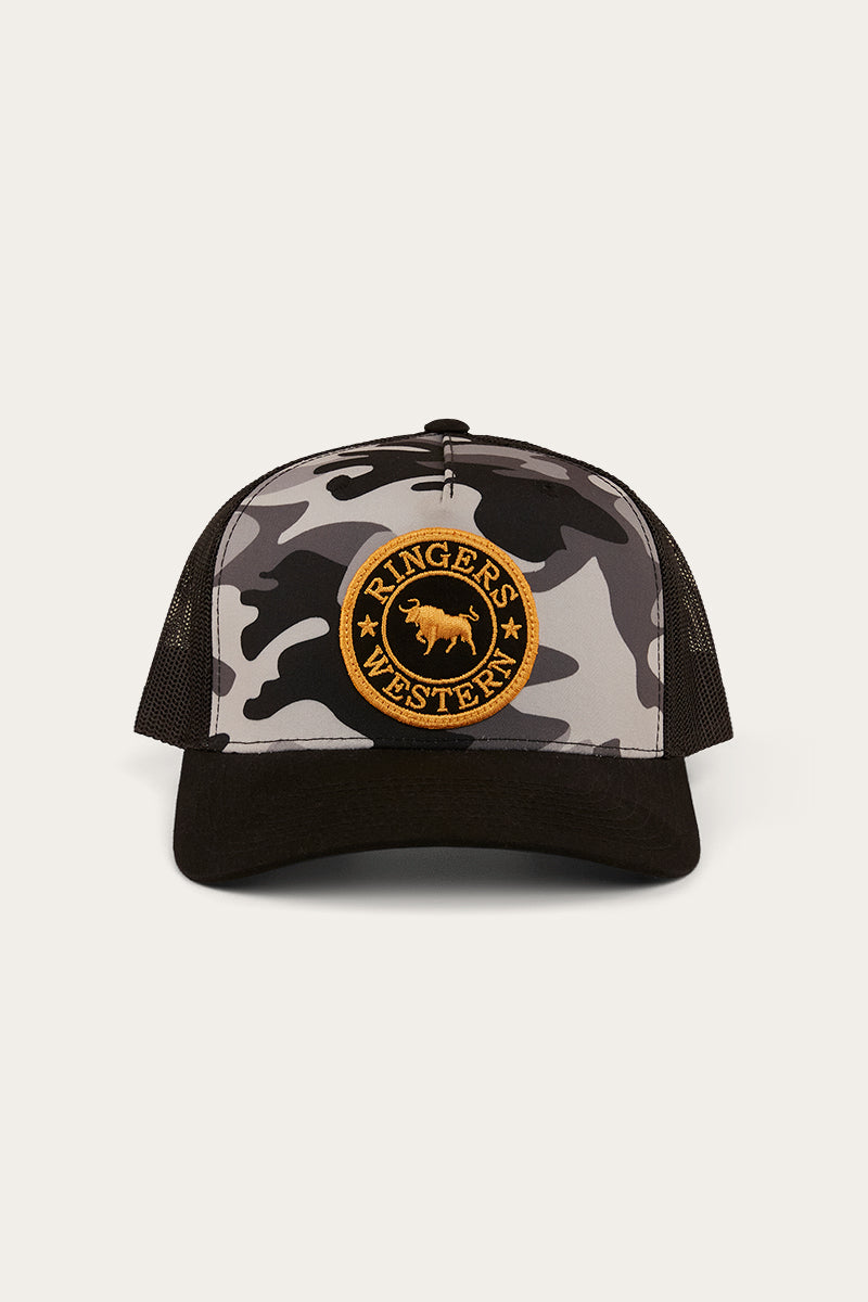 RINGERS WESTERN SIGNATURE BULL TRUCKER CAP - GREY/CAMO