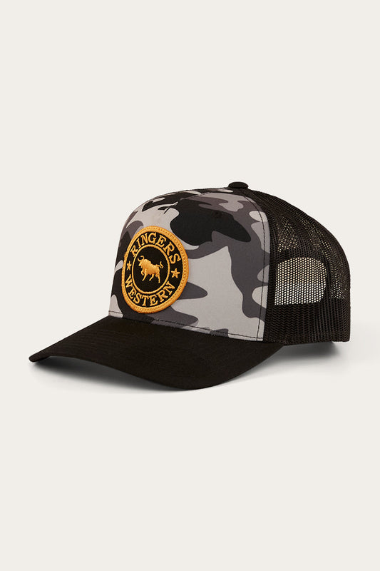 RINGERS WESTERN SIGNATURE BULL TRUCKER CAP - GREY/CAMO