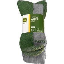 John Deere Everyday Work Crew Socks 4PK - Size 8-12 Grey