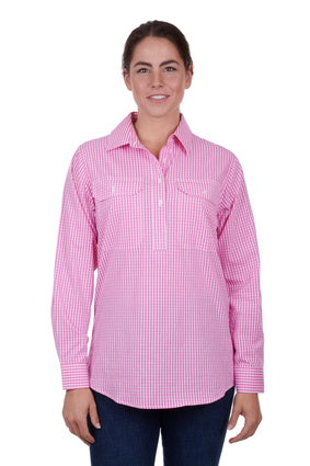 HARDSLOG WOMENS LUVENIA 1/2 PLACKET L/S WORK SHIRT