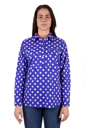 HARDSLOG WOMENS ANETTE H/PLKT L/S SHIRT (NAVY)