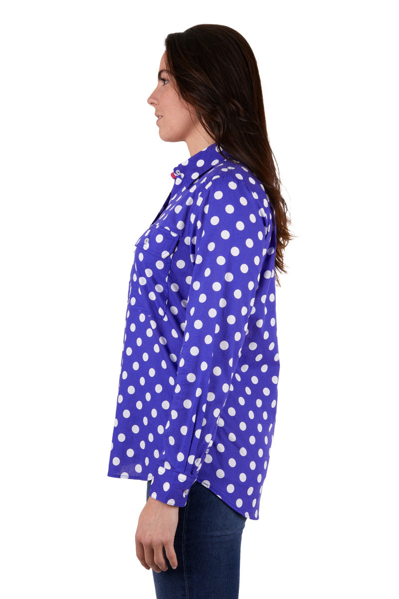 HARDSLOG WOMENS ANETTE H/PLKT L/S SHIRT (NAVY)