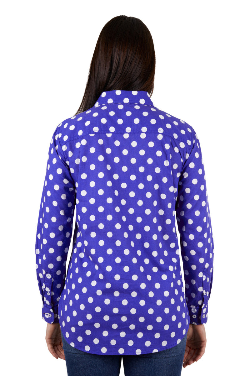 HARDSLOG WOMENS ANETTE H/PLKT L/S SHIRT (NAVY)