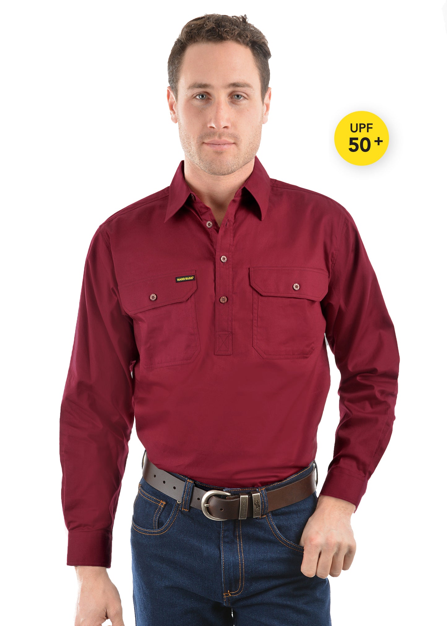 HARDSLOG MENS HALF PLACKET LIGHT COTTON SHIRT