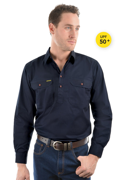 HARDSLOG MENS HALF PLACKET LIGHT COTTON SHIRT