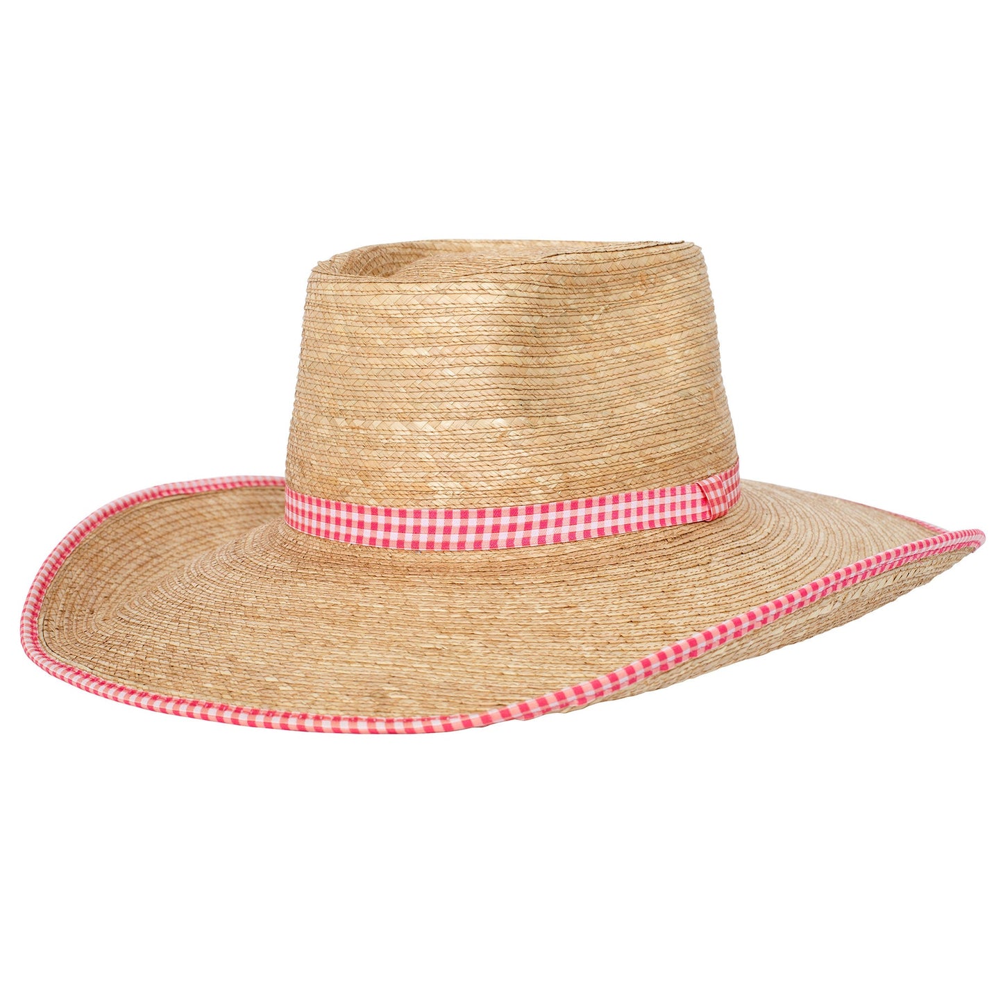 Sunbody Hats Ava Bound Edge Oak Hat (Pink Gingham Check)