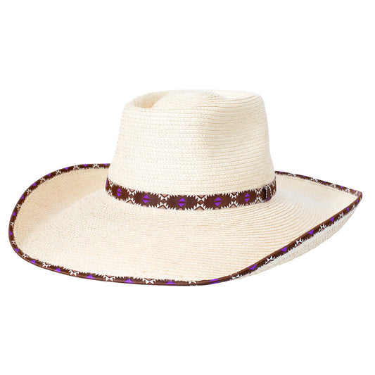 Sunbody Hats Ava Bound Edge Oak Hat (Choc Aztec)