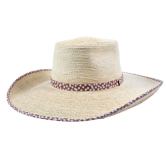 Sunbody Hats Ava Bound Edge Oak Hat (Brown Spots)