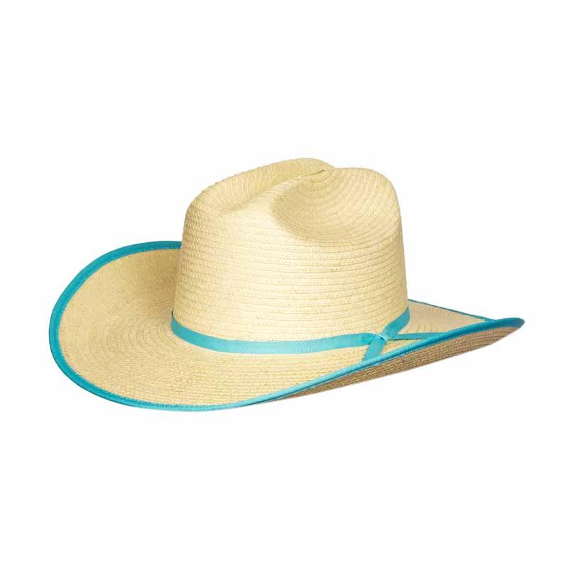 Sunbody Hats Kids Cattleman - Natural / Turquoise Bound Edge