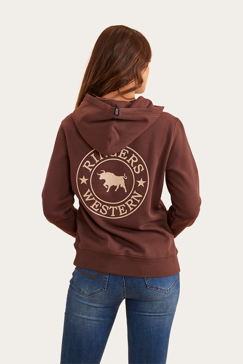 Ringers Western Signature Bull Women's Pullover Hoodie - Duplicate_Chocolate