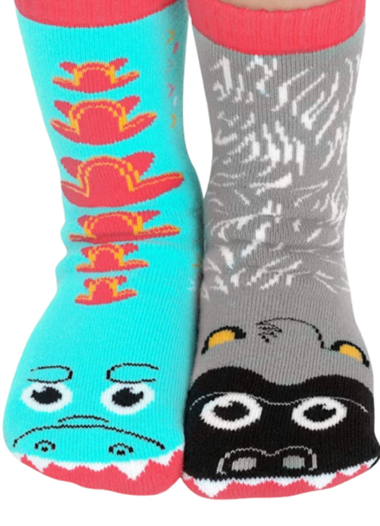 PALS SOCKS KIDS GORILLA & MUTANT LIZARD MISMATCHED GRIPPER SOCKS (4-8)