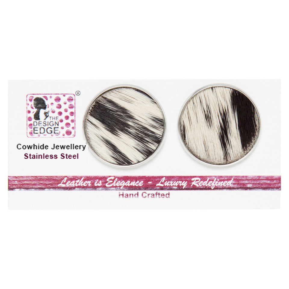 The Design Edge 20MM Stainless Steel Cowhide Stud Earring - Uganda