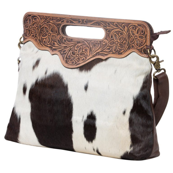 The Design Edge Tooled Leather Cowhide Bag Fringed  – Cusco (AB03)