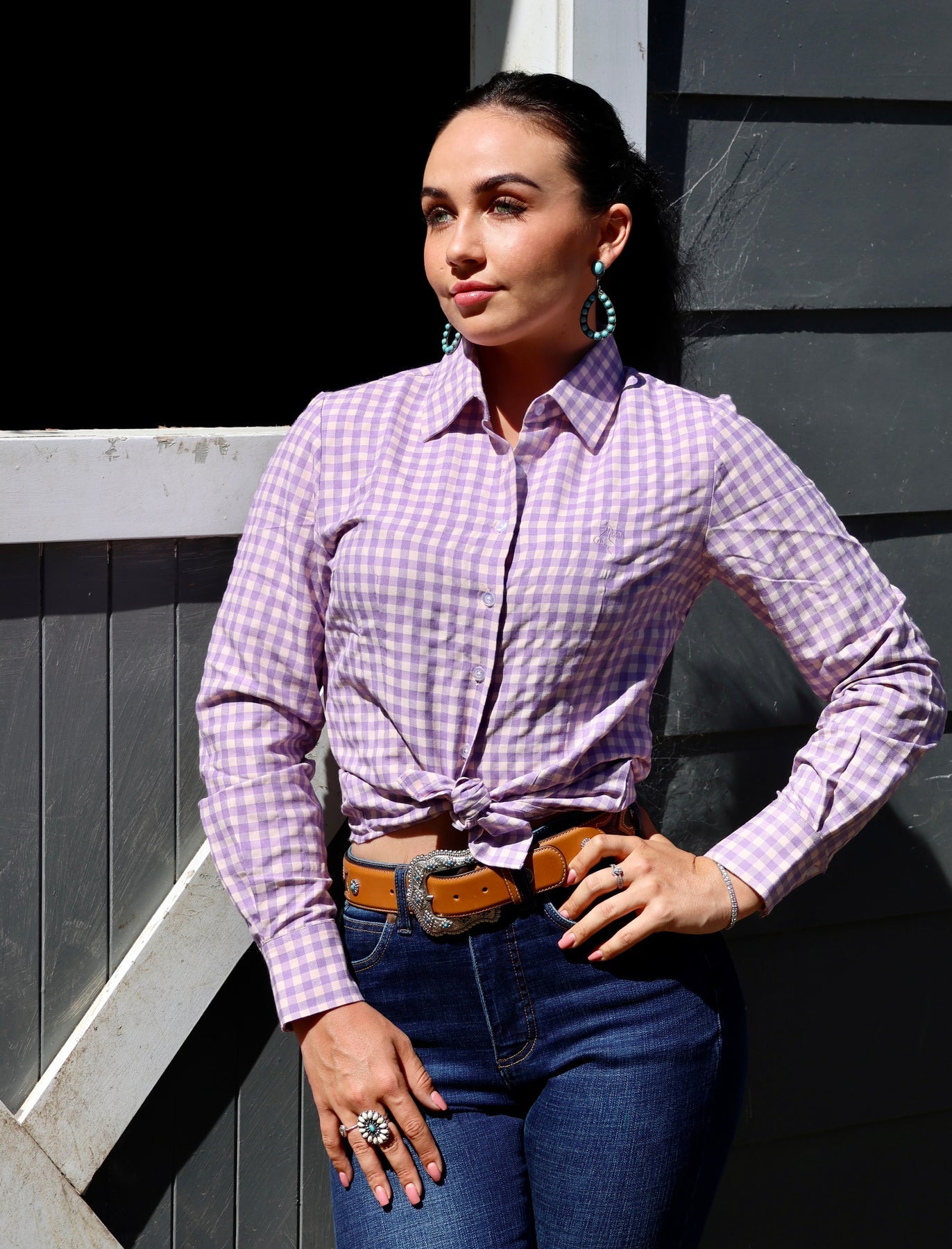 BlackColt Jane Shirt - Purple Check